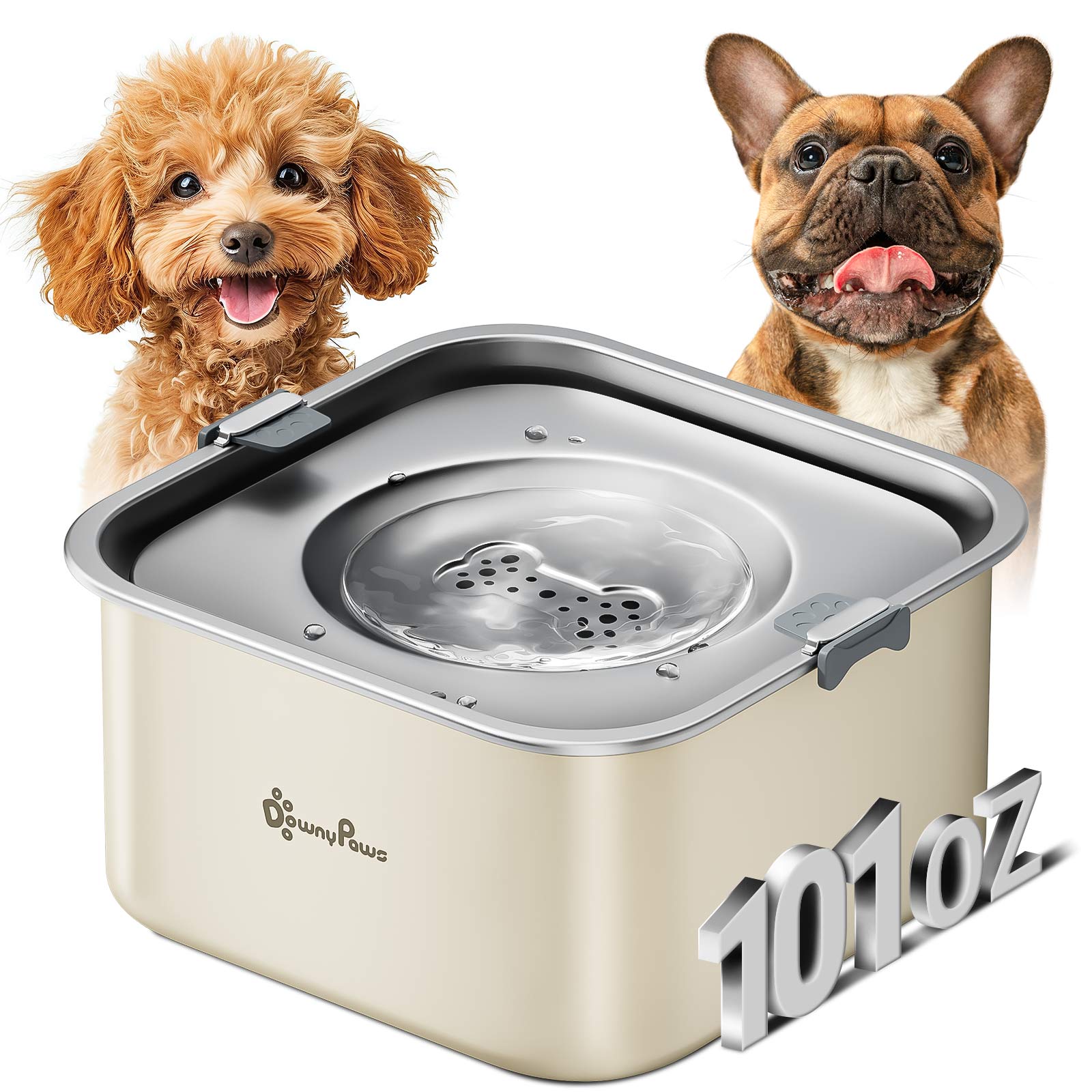 DownyPaws Dog Water Bowl No Spill