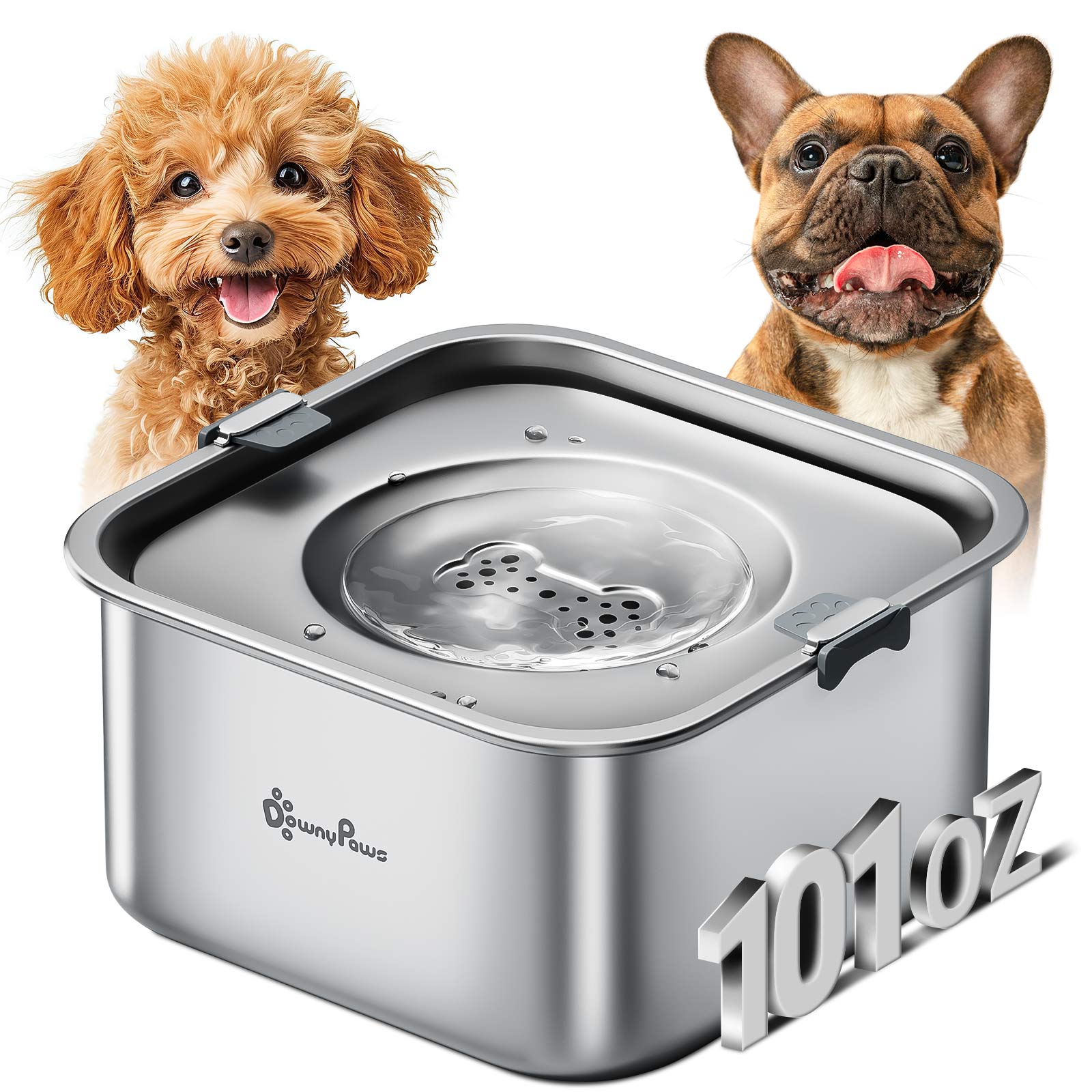 DownyPaws Dog Water Bowl No Spill