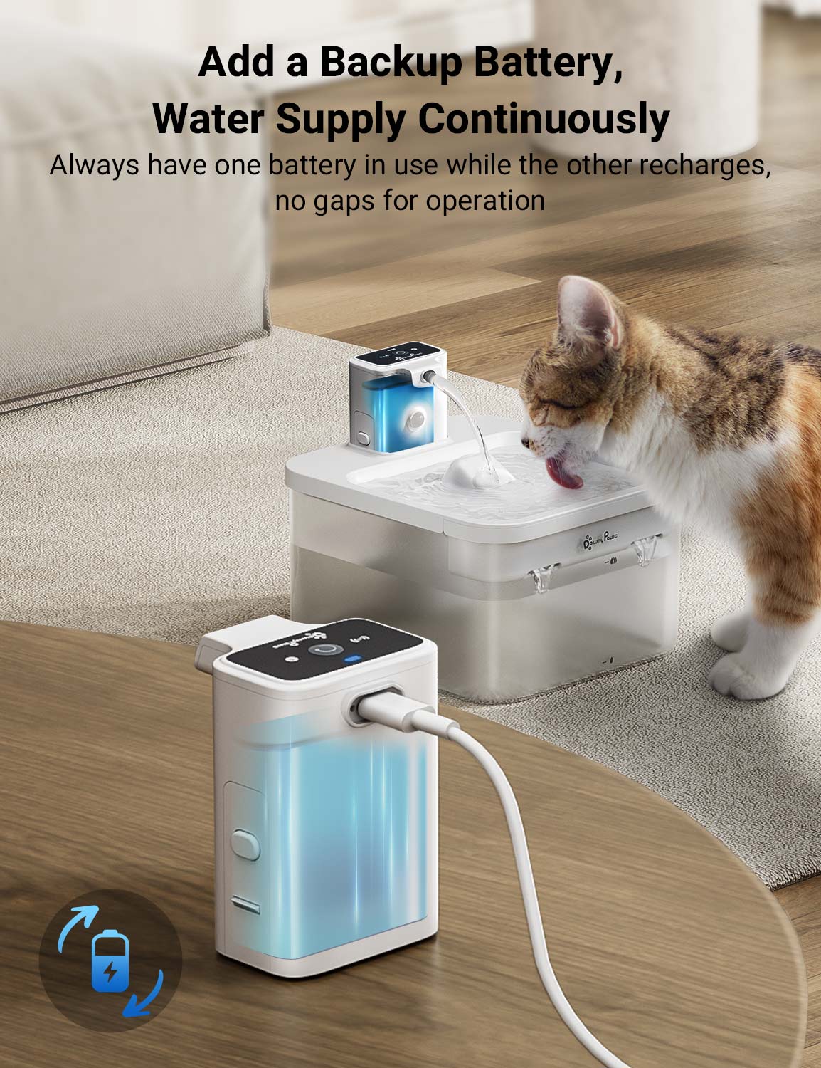 DownyPaws Fursink Replacement Battery for Cat Water Fountian DPWFP6