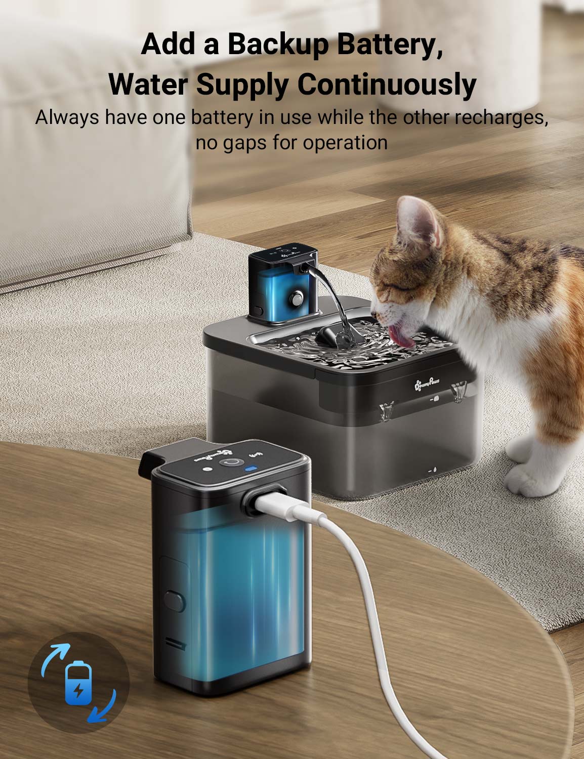 DownyPaws Fursink Replacement Battery for Cat Water Fountian DPWFP6