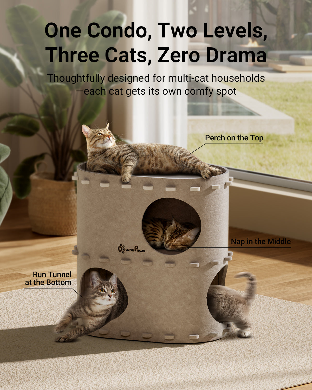 DownyPaws Cat Castle Cat House - Double-layer version