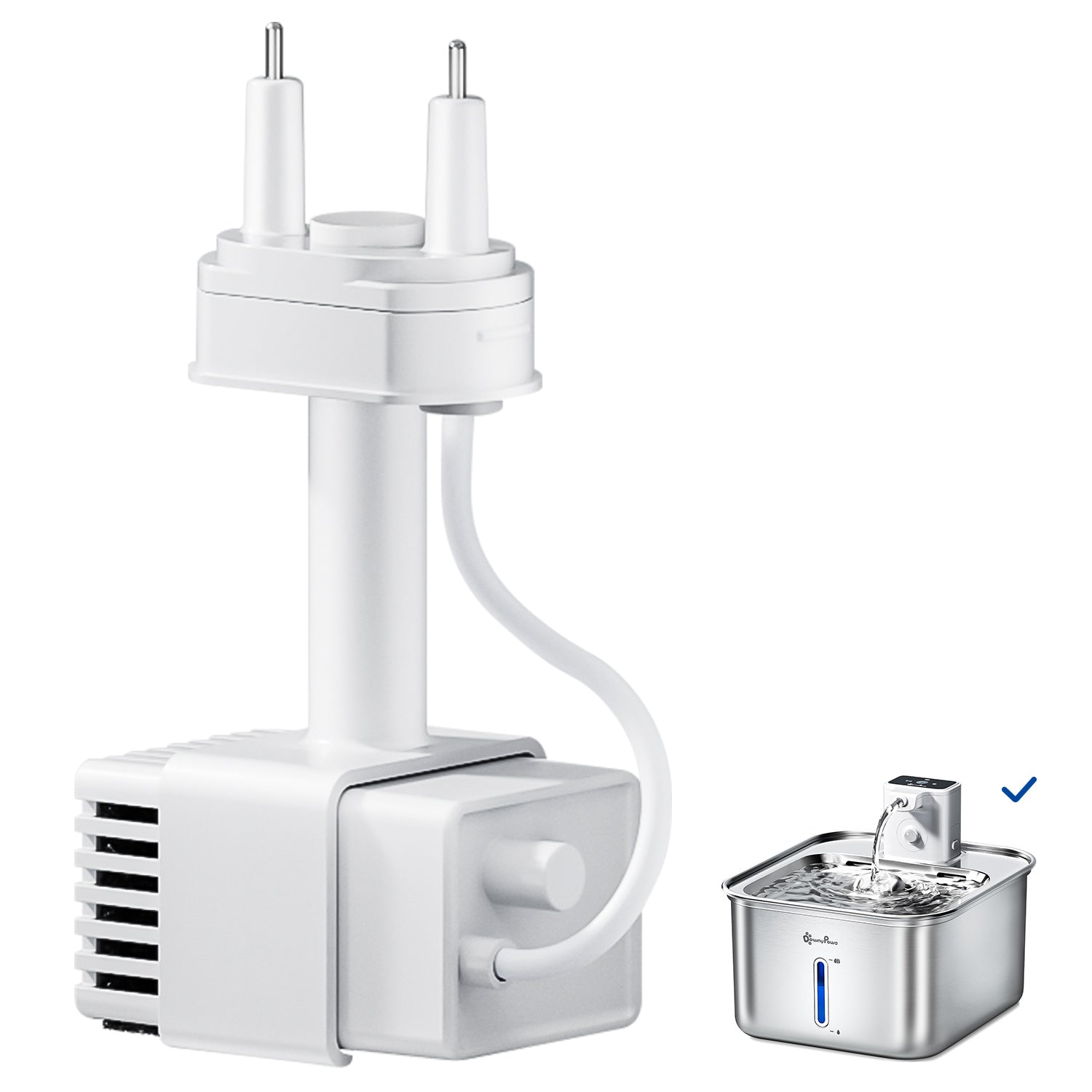 DownyPaws Fursink Replacement Water Pump for Cat Water Fountain Stainless Steel DPWFP6FS