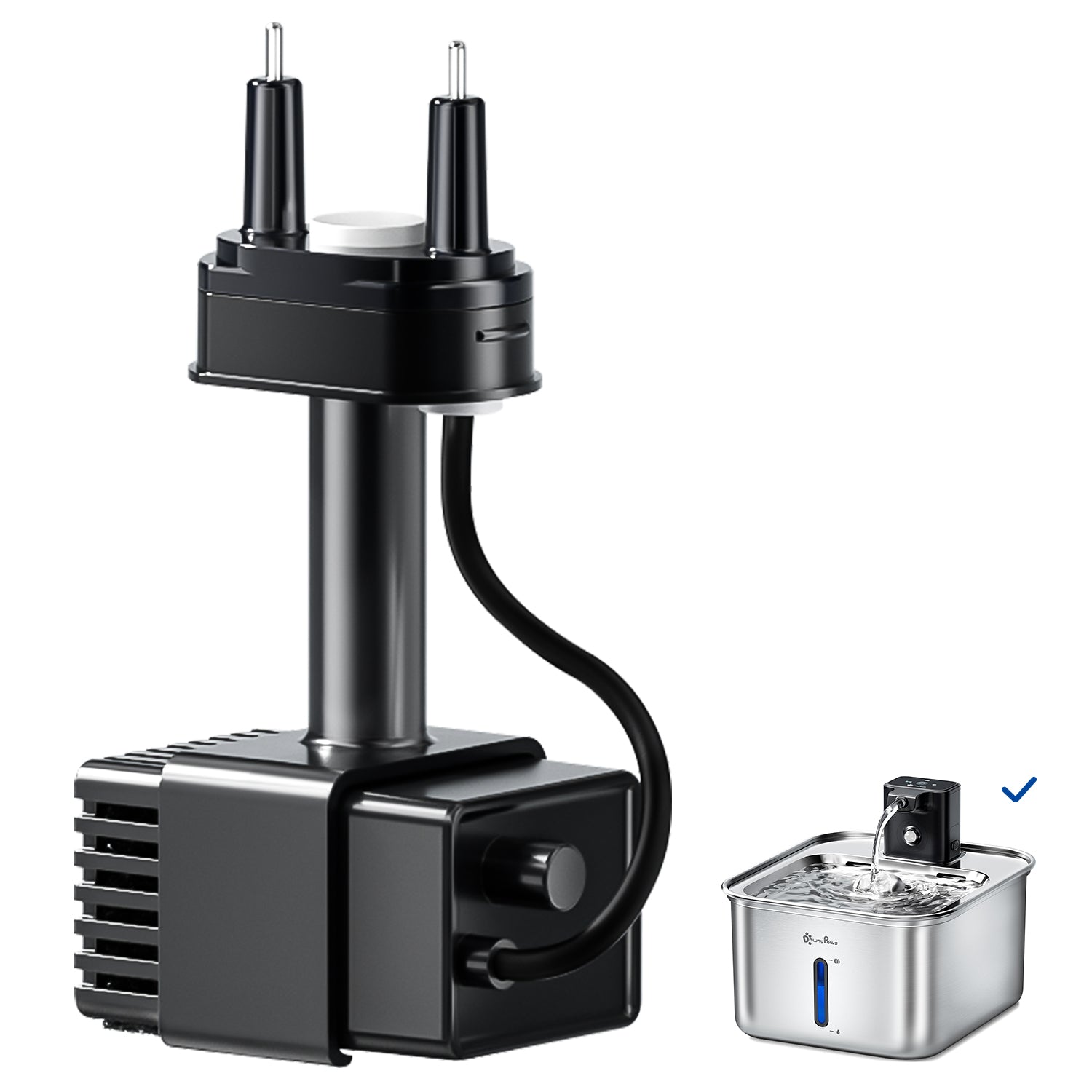 DownyPaws Fursink Replacement Water Pump for Cat Water Fountain Stainless Steel DPWFP6FS